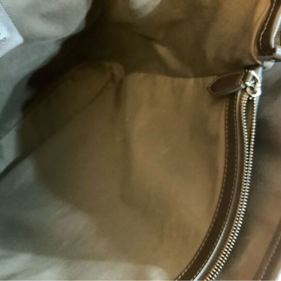 MONTBLANC  BROWN GRAY SIGNATURE BAG PVC LEATHER ITALY Excellent - Picture 10 of 16